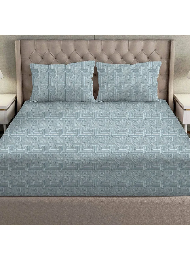 DANUBE HOME Danube Home Albany Super King Bed Fitted Sheet Set 200x200+30 cm/50x75+15 cm Merritt Blue | 80 Cotton; 20 Lyocell Bedding Set For Bedroom