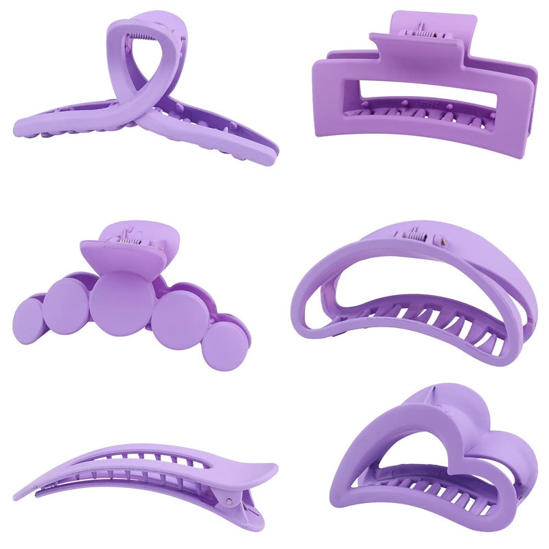 Hair Claw Clips Light Lightweight Strong Hold Nonslip Claw Hair Clips for Thick Hair Thin Hair Curly Hair 90s Vintage Jaw Clips for Women Girls Purple Matte