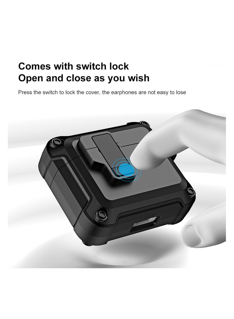 O Ozone Rugged Armor Case for AirPods 4 Case Cover (2024),  Shockproof Hard Shell Protection with Secure Lock Clip Case Cover with Keychain-Yellow - Image 3