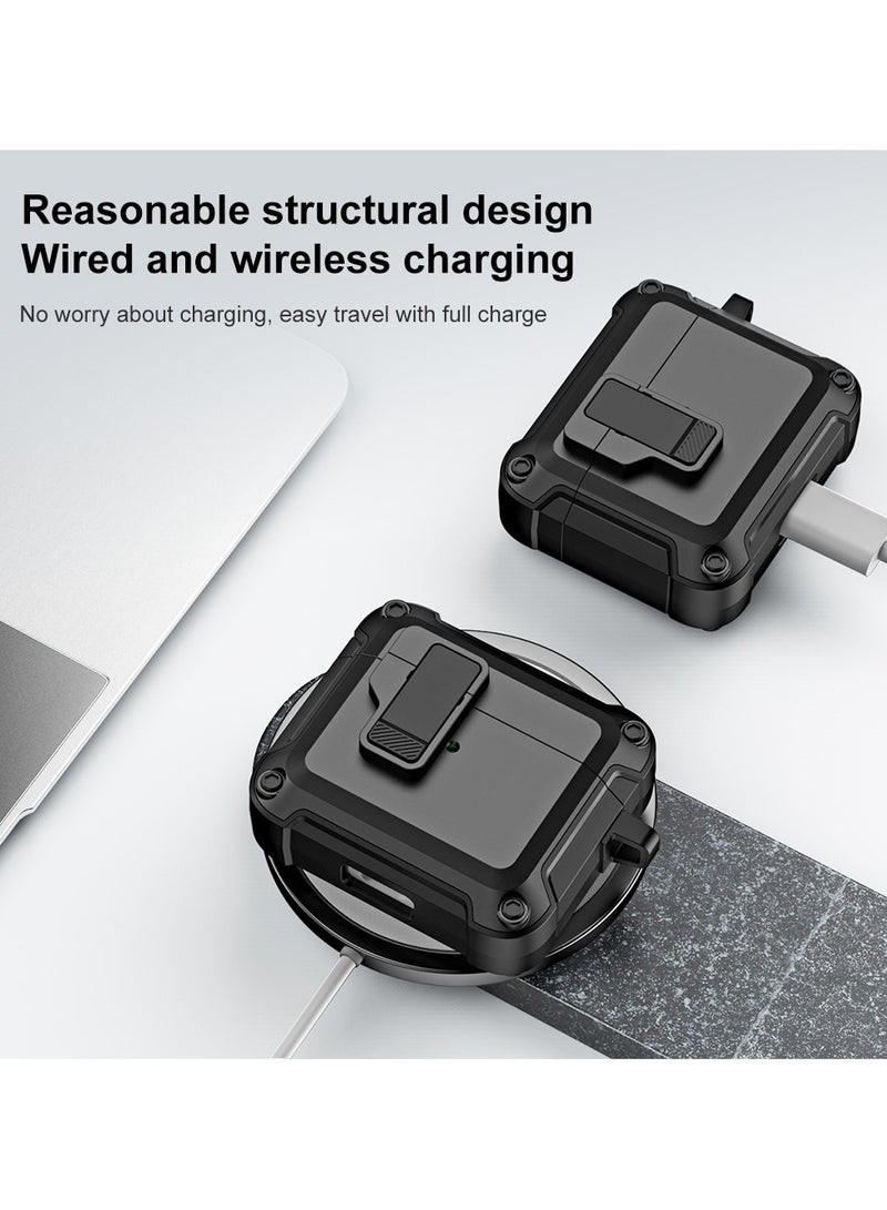 O Ozone Rugged Armor Case for AirPods 4 Case Cover (2024),  Shockproof Hard Shell Protection with Secure Lock Clip Case Cover with Keychain-Yellow - Image 4