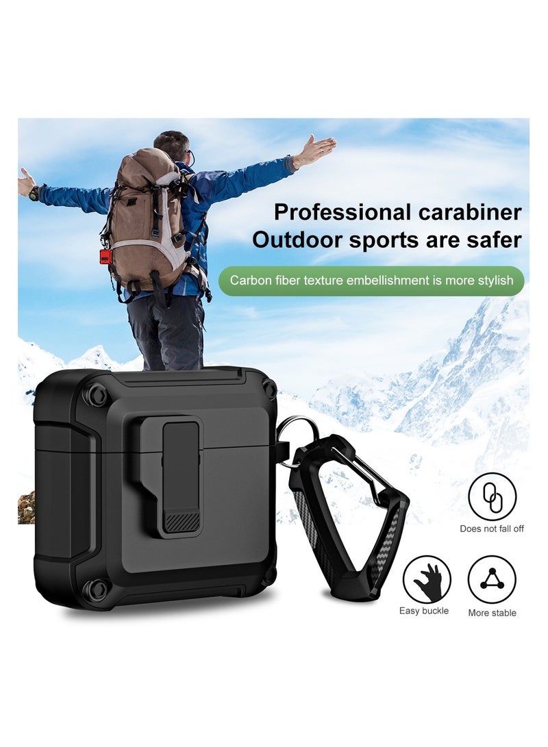 O Ozone Rugged Armor Case for AirPods 4 Case Cover (2024),  Shockproof Hard Shell Protection with Secure Lock Clip Case Cover with Keychain-Yellow - Image 2