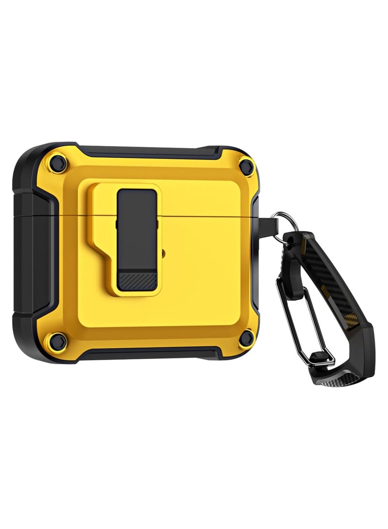 O Ozone Rugged Armor Case for AirPods 4 Case Cover (2024),  Shockproof Hard Shell Protection with Secure Lock Clip Case Cover with Keychain-Yellow - Image 1
