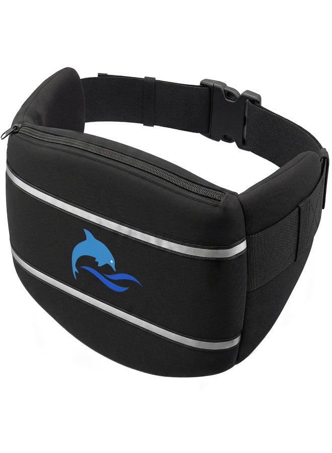 SIXRARI Adult Flotation Swim Belt, Adjustable 3-Section Buoyancy Belt with Reflective Strips for Water Aerobics, Aqua Jogging, Pool Exercise, Swimming Training & Low-Impact Workout (Black, L) - Image 1