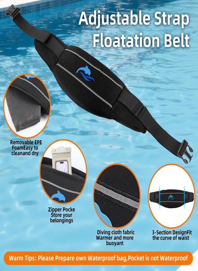 SIXRARI Adult Flotation Swim Belt, Adjustable 3-Section Buoyancy Belt with Reflective Strips for Water Aerobics, Aqua Jogging, Pool Exercise, Swimming Training & Low-Impact Workout (Black, L) - Image 3