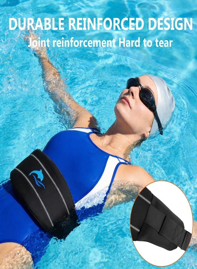 SIXRARI Adult Flotation Swim Belt, Adjustable 3-Section Buoyancy Belt with Reflective Strips for Water Aerobics, Aqua Jogging, Pool Exercise, Swimming Training & Low-Impact Workout (Black, L) - Image 2