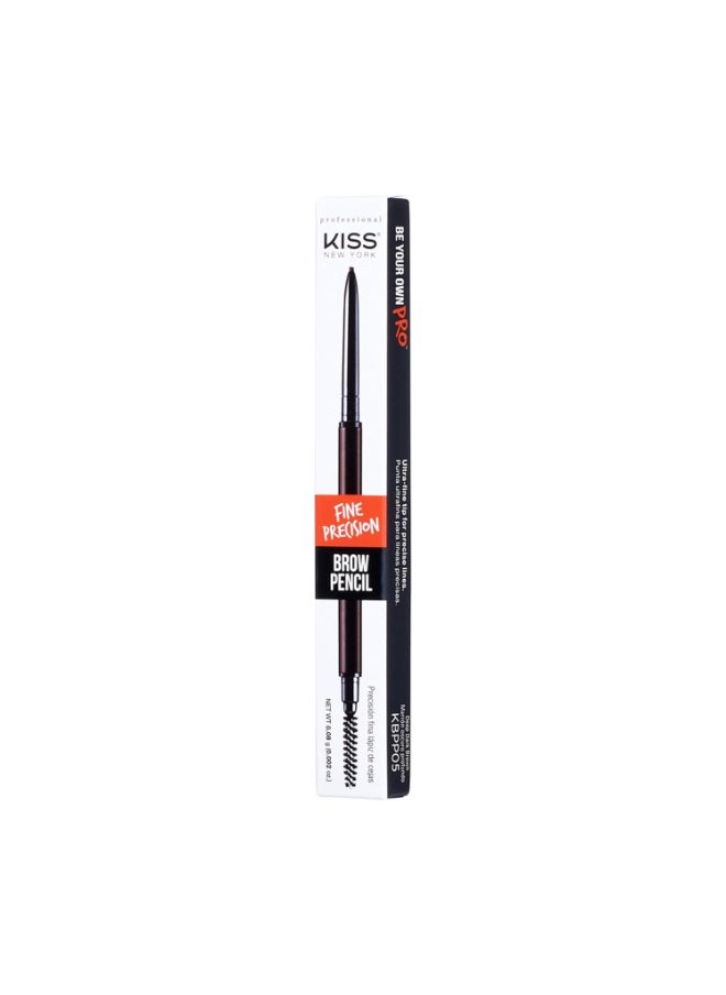 kiss new york Professional Brow Pencil with Spoolie Brush, Ultra-Fine Precision Point Eyebrow Pencil, Dual-Sided Precise, Slim Definer, Fills Brows, Long-Lasting (Deep Dark Brown)  - Image 2