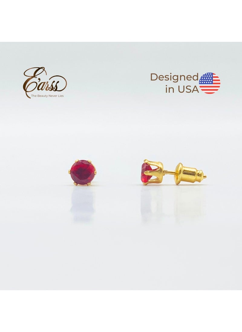 Earss Garnet Birth Stone January Gold Earring | Stainless Steel | 18K Gold Plated  - Image 2