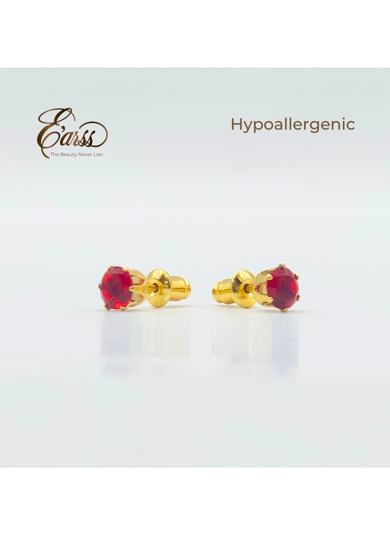 Earss Garnet Birth Stone January Gold Earring | Stainless Steel | 18K Gold Plated  - Image 3