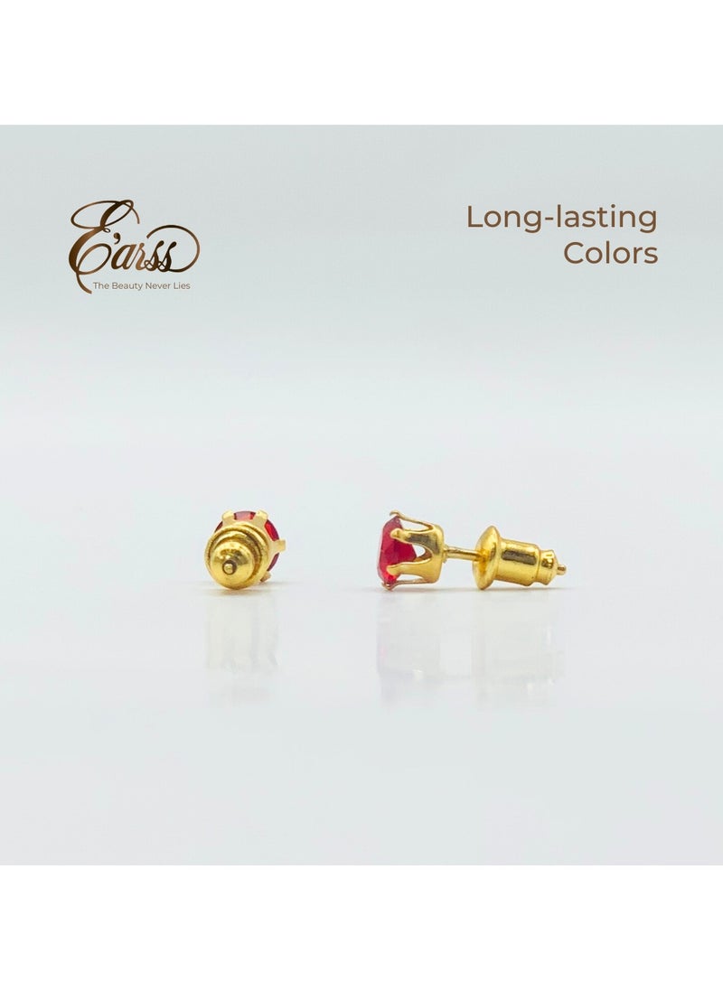 Earss Garnet Birth Stone January Gold Earring | Stainless Steel | 18K Gold Plated  - Image 4