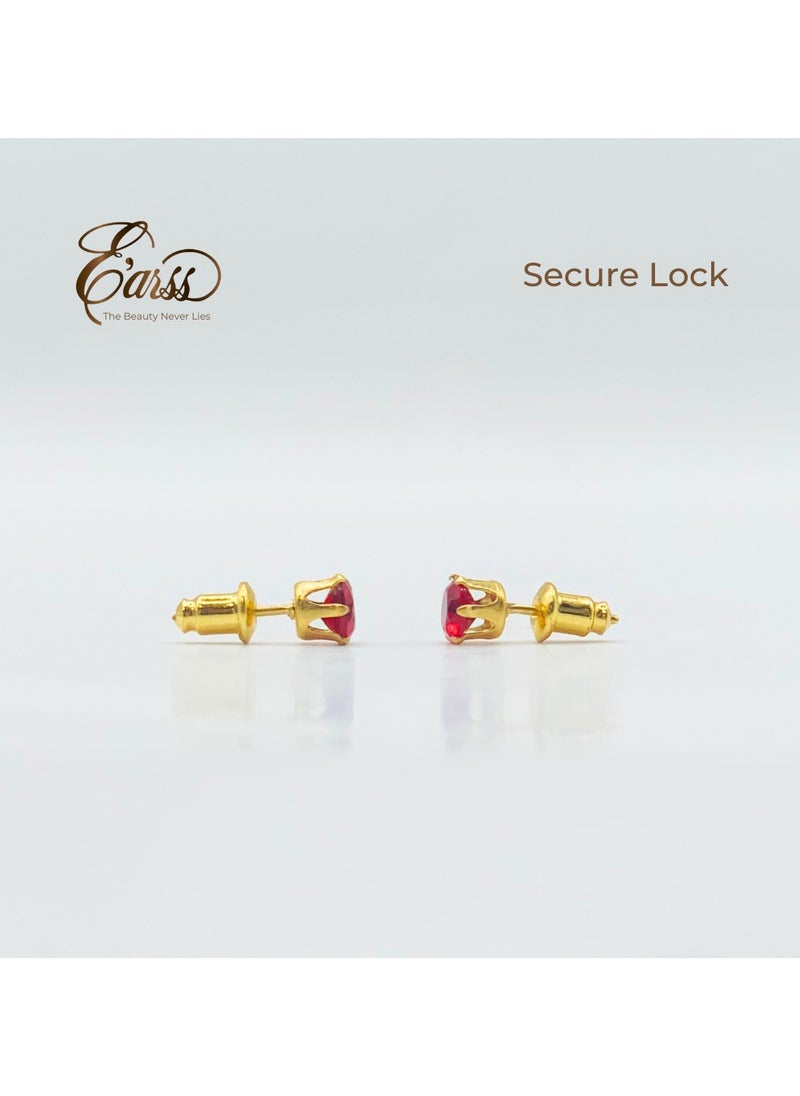 Earss Garnet Birth Stone January Gold Earring | Stainless Steel | 18K Gold Plated  - Image 5