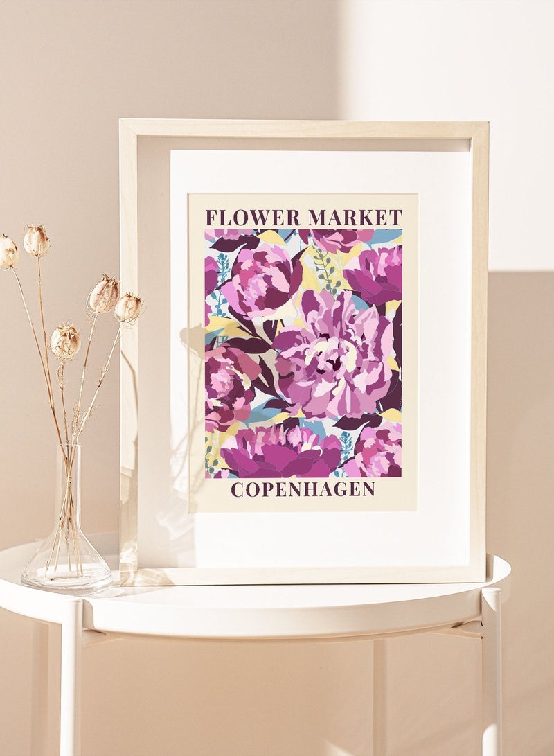 Boomah Accessories Flower Market Copenhagen Colorful Botanical Art Poster with Frame 30x40cm 