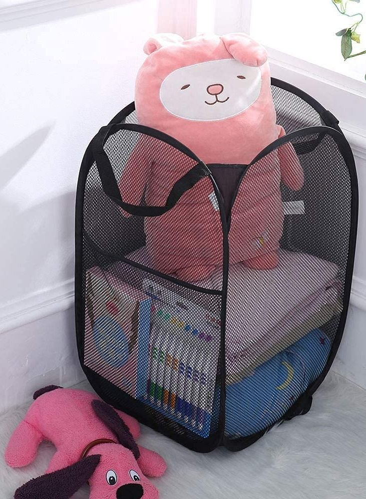 Y&D Laundry Basket, Foldable Hamper Pop Up with Durable Handles, Portable Mesh Washing Bag Handle Great for Home Kids Room College Dorm Travel 2PCS (Blue) - Image 4