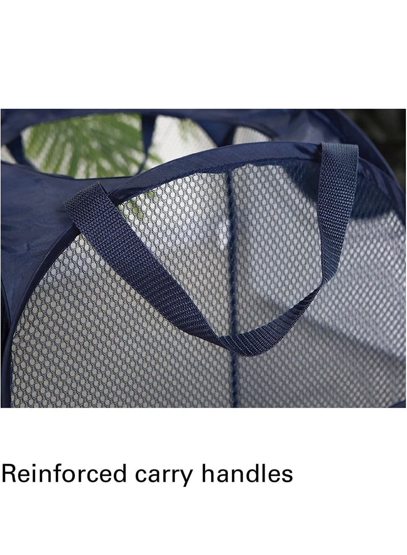 Y&D Laundry Basket, Foldable Hamper Pop Up with Durable Handles, Portable Mesh Washing Bag Handle Great for Home Kids Room College Dorm Travel 2PCS (Blue) - Image 5