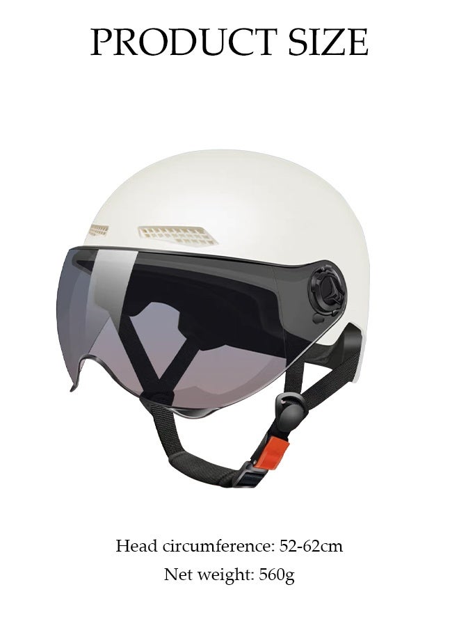 DUNISO 3C Certified Electric Vehicle Helmet，Sun-Protection Motorbike Helmet with Short Goggles，Safe and Comfortable，Breathable, Sturdy and Durable，Unisex，White  - Image 2