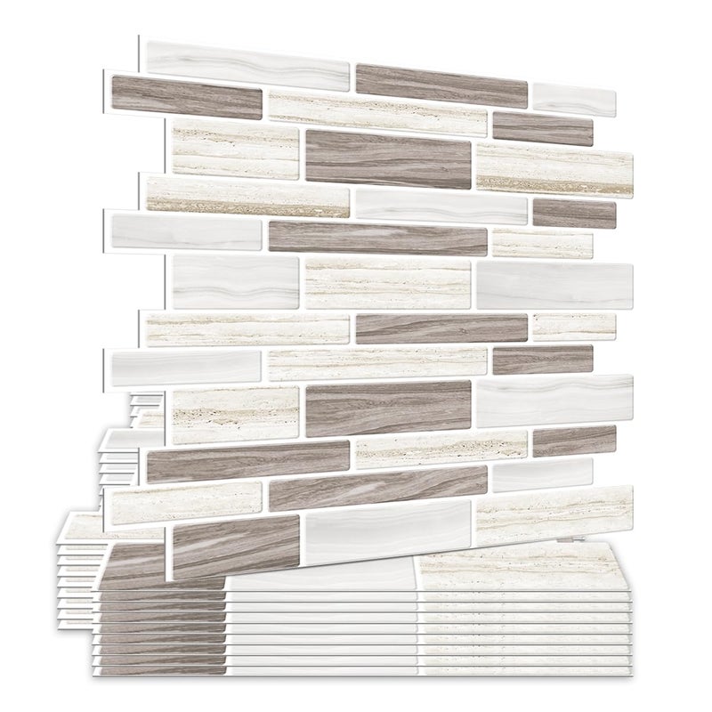 WoStick 10 Sheets Upgrade 25mm Thicker Peel and Stick on Tiles 3D Self Adhesive Wall Tiles for Kitchen Backsplash30cm x 30cm