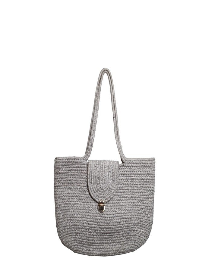 Ariya Women's Handbag (4057 | Silver) Handcrafted Lightweight Shoulder Handbag, PP & Cotton Blend, Spacious Design with Secure Flap Lock, Perfect for Ladies & Girls, Bag for Daily, Casual, Travel - Image 1