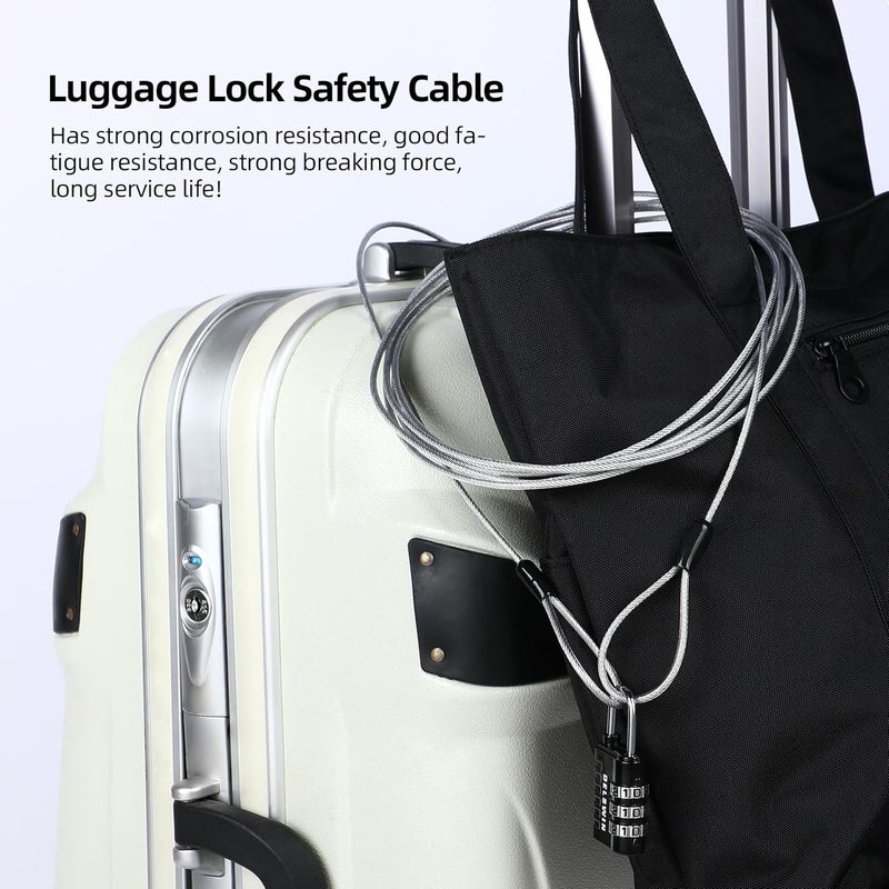 DELSWIN Security Steel Cable with Loops - 3mm (1/8 inch) Thick 15FT Heavy Duty Safety Wire Bike Lock Cable Vinyl Coated Braided Cable for Luggage,Ropes of Metal - Image 2