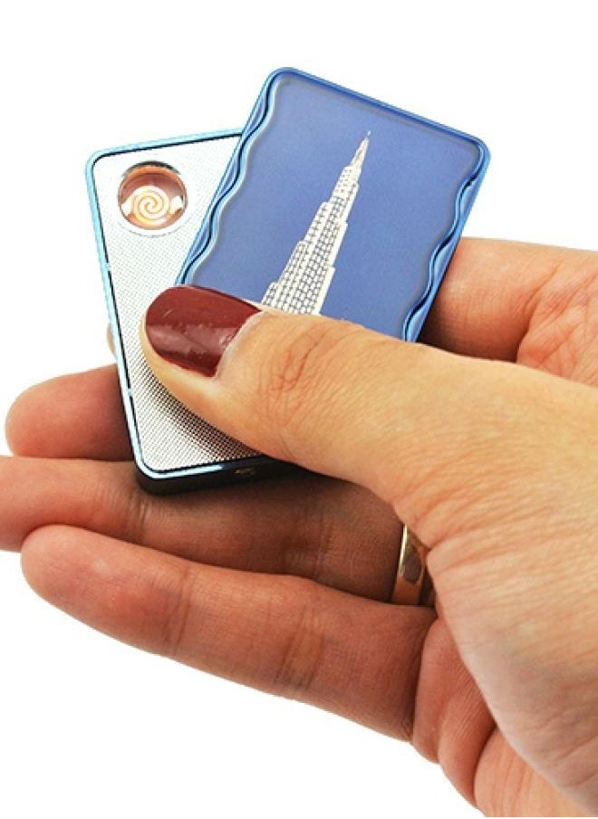 Smart Innovation USB-charging Lighter rechargeable and flameless  Blue Burj Khalifa  - Image 2