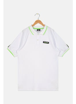 Nautica Competition Kids Boy Short Sleeve Embroidered Logo Polo Shirt, White  - Image 1