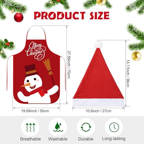Hercicy 20 Pcs Kids Christmas Apron and Hat Set 10 Adjustable Children Christmas Chef Apron with Snowman Deer Gingerbread 10 Kids Santa Hat for Girl Boy Kitchen Cooking Baking Crafting Painting Party - Image 3