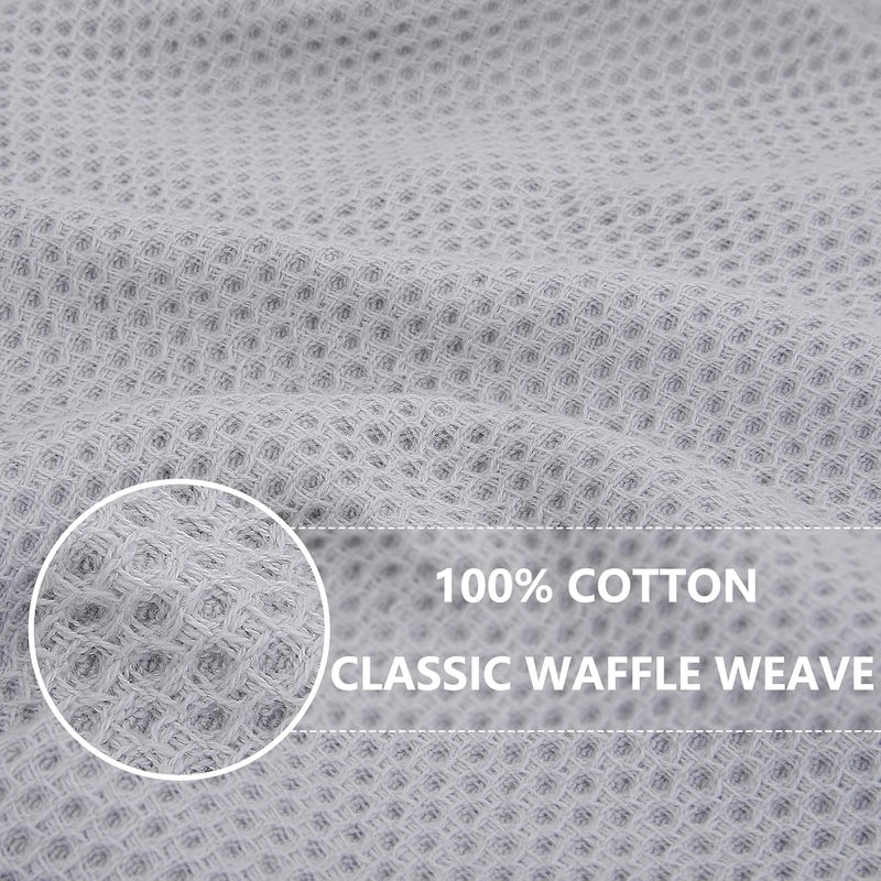Homaxy 100% Cotton Waffle Weave Kitchen Dish Towels, Ultra Soft Absorbent Quick Drying Cleaning Towel, 13x28 Inches, 4-Pack, Light Gray - Image 2