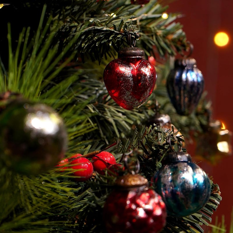 Indian-Shelf 25 Vintage Christmas Ornaments Antique Glass Christmas Ornaments Vintage Christmas Decorations Vintage Retro Christmas Tree Ornaments Christmas Tree Decorations Mini Ornaments Christmas Balls - Image 3