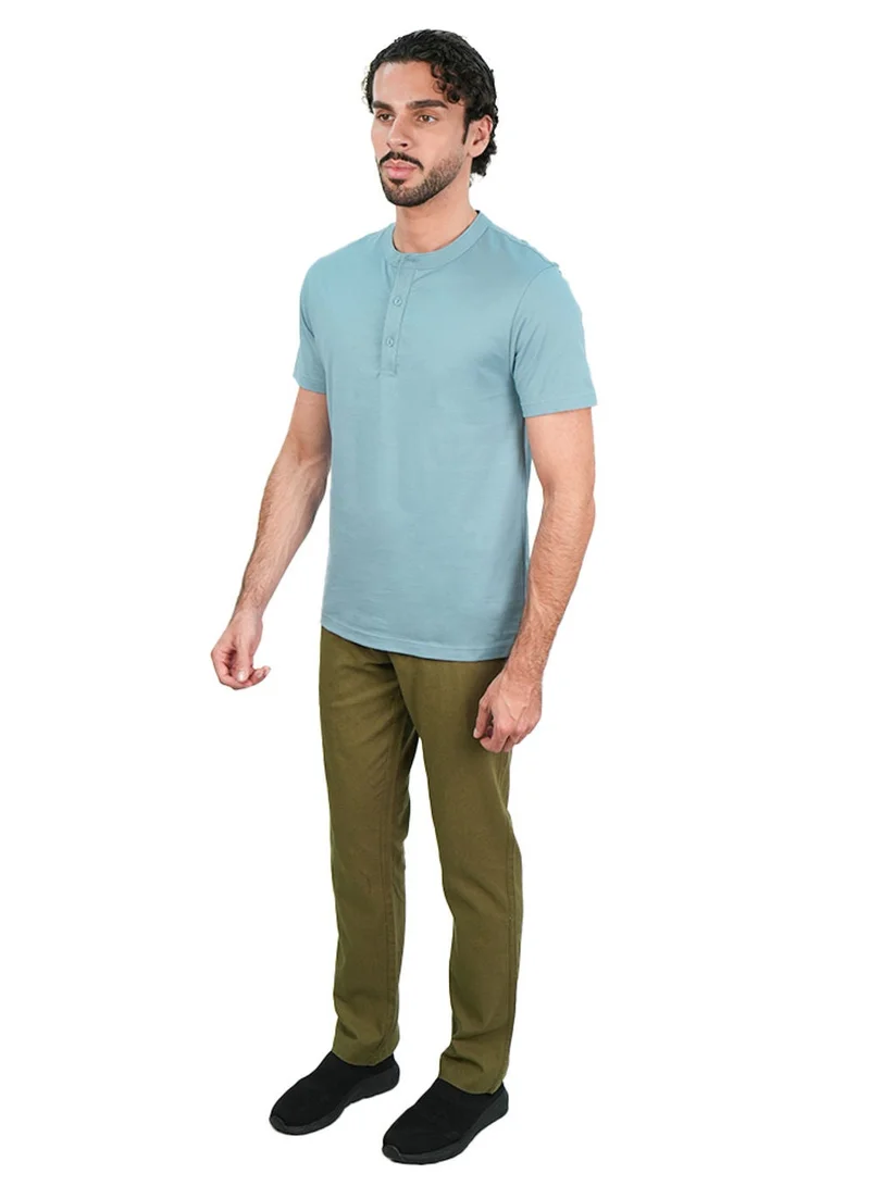 GIORDANO  Men’s Slim Henley Short-Sleeve Button Front Tee for Men | Best Price UAE