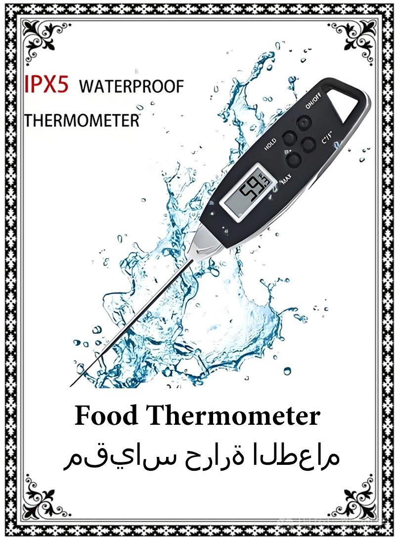 مقياس حرارة رقمي للطعام مضاد للماء أسود/فضي 210x34x13مم - Image 1