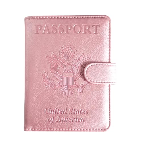 ZYAQUDEC RFID Blocking Passport Holder - PU Leather Travel Wallet for Men Women, Credit Card Slots & Passport Case, Slim Lightweight Organizer for International Travel, (pink) - Image 1