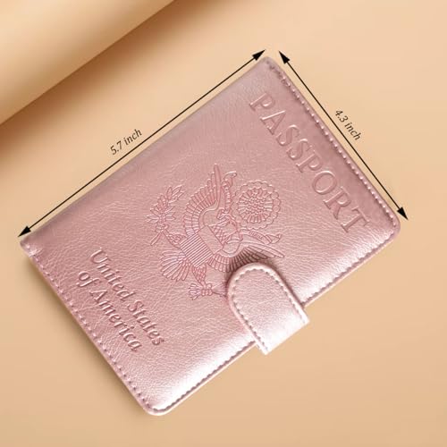 ZYAQUDEC RFID Blocking Passport Holder - PU Leather Travel Wallet for Men Women, Credit Card Slots & Passport Case, Slim Lightweight Organizer for International Travel, (pink) - Image 5