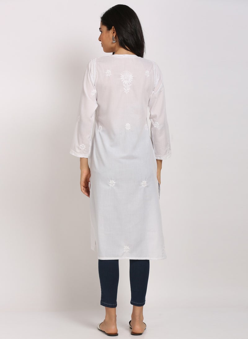 Alaya Hand Embroidered Chikankari Cotton Kurta-ALNTV115 - Image 2