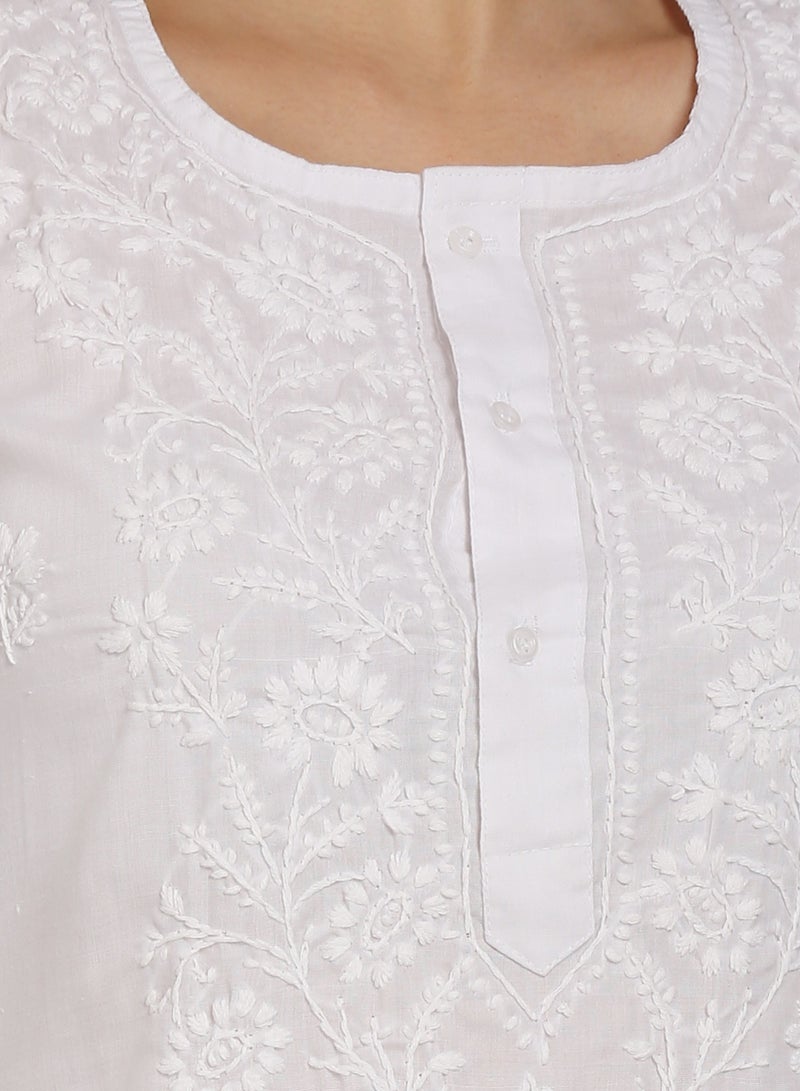 Alaya Hand Embroidered Chikankari Cotton Kurta-ALNTV115 - Image 5