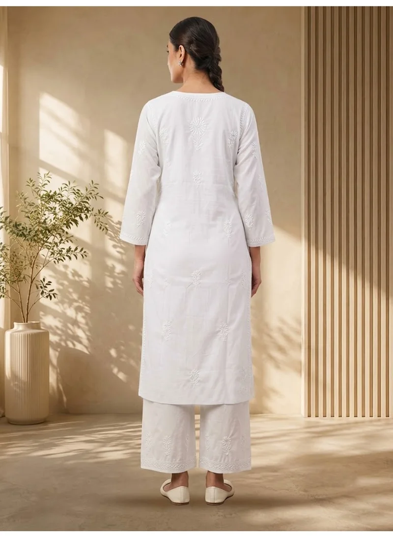 Alaya Hand Embroidered Chikankari Cotton Kurta-ALNTV115