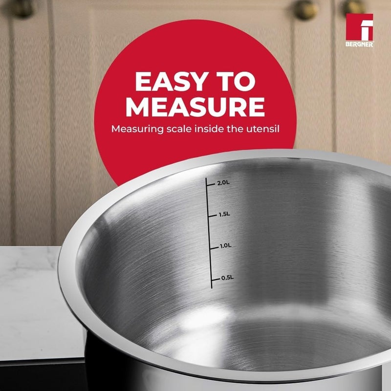Tripro 16cm (1.7L) Tri-Ply Stainless Steel Saucepan, Heavy-Bottom Healthy Cooking Pot, Milkpan, Teapan, Even Heating, Improved Grip Handles, Easy to Clean, Induction & Gas Stove Compatible - Image 4