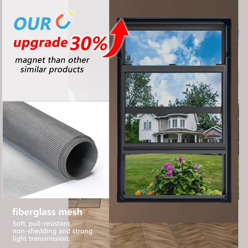 Self Adhesive Magnetic Mosquito Screen DIY Adjustable Fiberglass Mesh Door Screen White Mesh White Edge 105x125cm 41.34x49.21in Easy Install Bug Barrier for Home Balcony Sliding Doors - Image 4