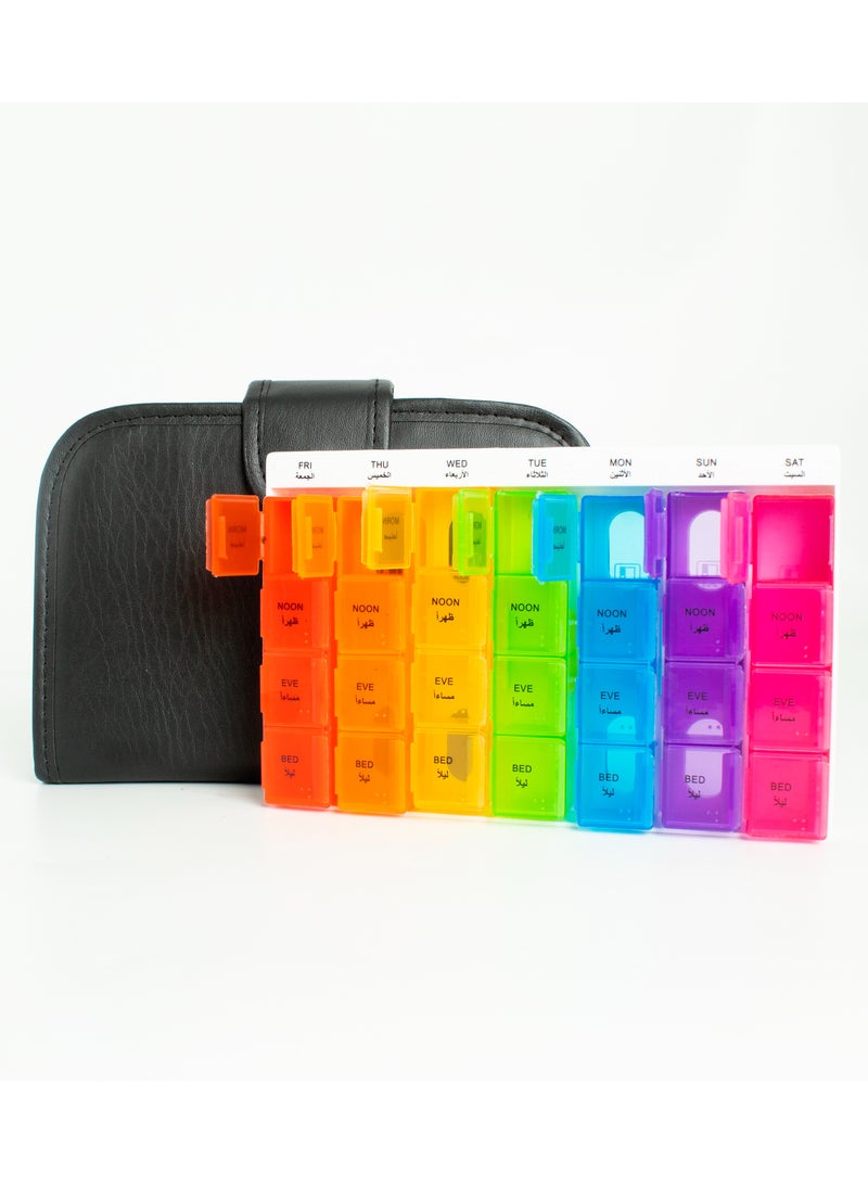 ARINA Weekly Pills Skin Case 4 Daily Doses Stylishly Regulate Medications 24/7 With Large Storage Capacity - Image 1