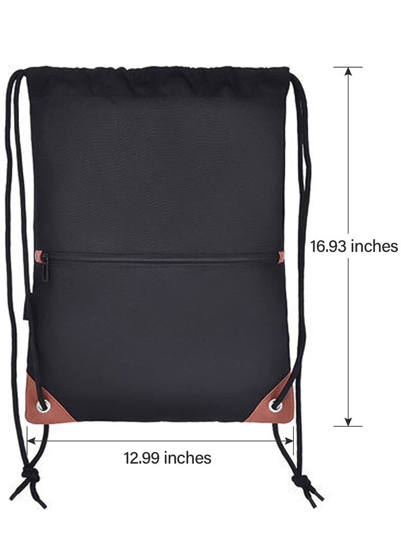 Y&D Drawstring Backpack Water Resistant Bags for Men Women Black Sackpack Gym Shopping Sport Yoga School PE Bag Waterproof Rucksack Beach Holidays - Image 4
