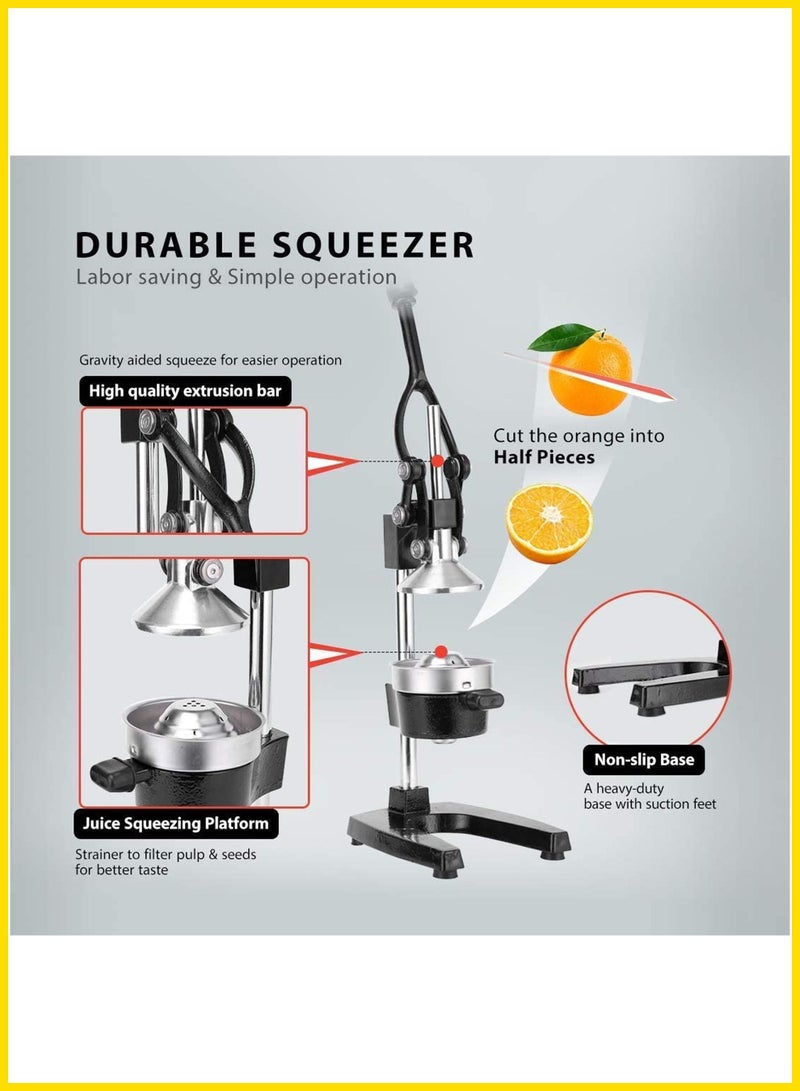 Professional Manual Metal Hand Citrus Juicer Lemon Squeezer With Lever Lime Orange Pomegranate Grapefruit Fresh Healthy Large Juice Presser Extractor Machine For Commercial And Household  - Image 5