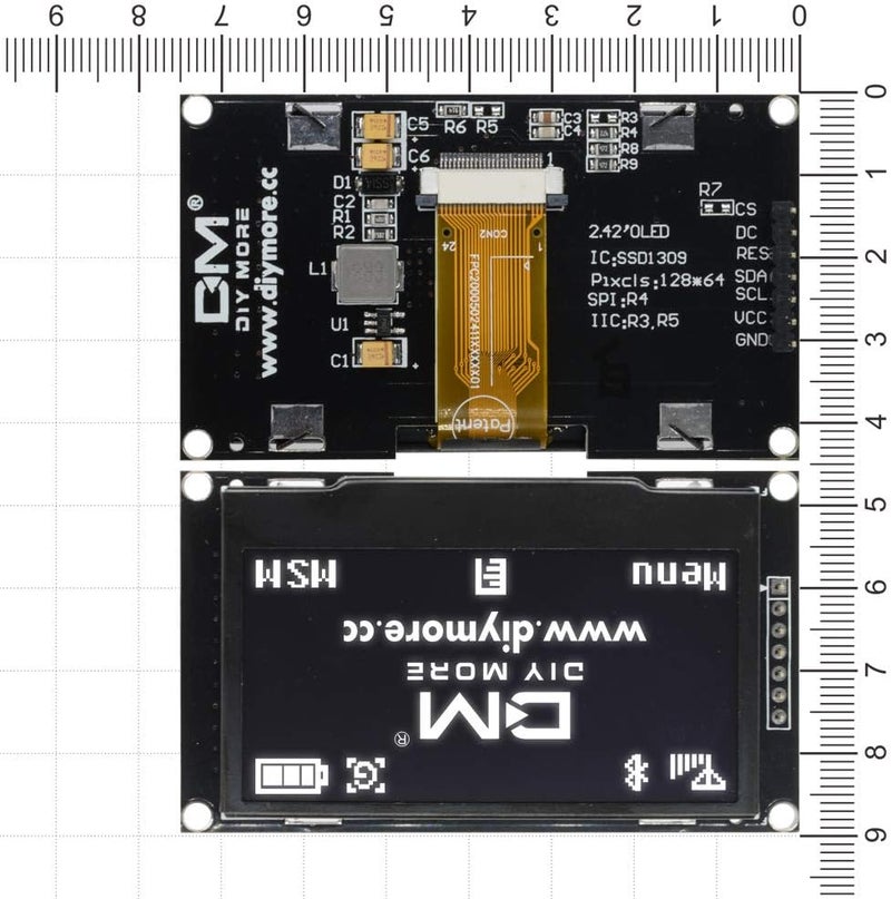 diymore 2.42" OLED Digital IIC I2C SPI Serial 128X64 Pixel Screen Display Module SSD1309 for Arduino Project DIY Electronic Arduino (White) - Image 4