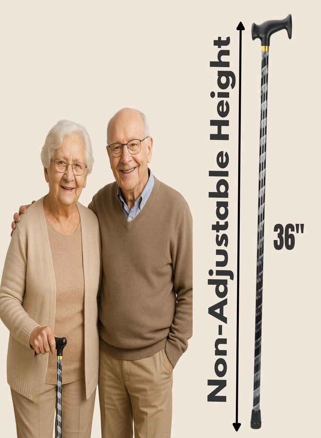 iwalk; Changing Lives iWalk Walking Stick for Old People, Adult Men, Women & Physically Challenged | Non Adjustable | Fix Height 36 Inch | Made of Strong Metals (AluminiumBlack36) - Image 2