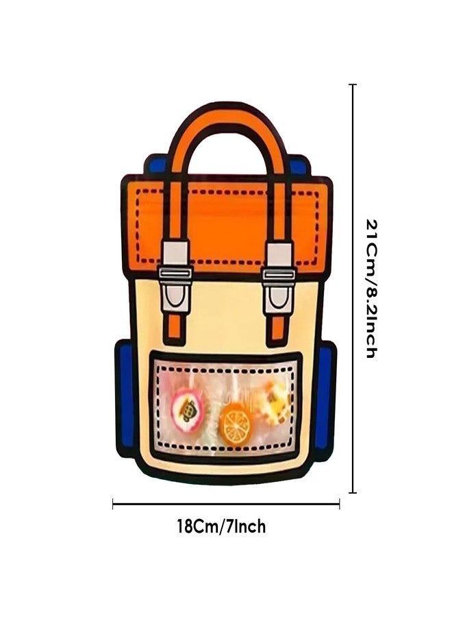 SKY FLEXI PACK – 5 Pcs, Small, School Bag Themed Candy & Cookie Bags (18cm x 21cm, Orange) – Perfect Goody Bags for Kids, Ideal for Return Gifts for Birthday and Party Favors - Image 2