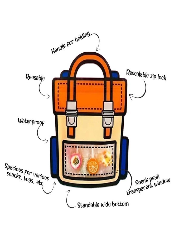 SKY FLEXI PACK – 5 Pcs, Small, School Bag Themed Candy & Cookie Bags (18cm x 21cm, Orange) – Perfect Goody Bags for Kids, Ideal for Return Gifts for Birthday and Party Favors - Image 5