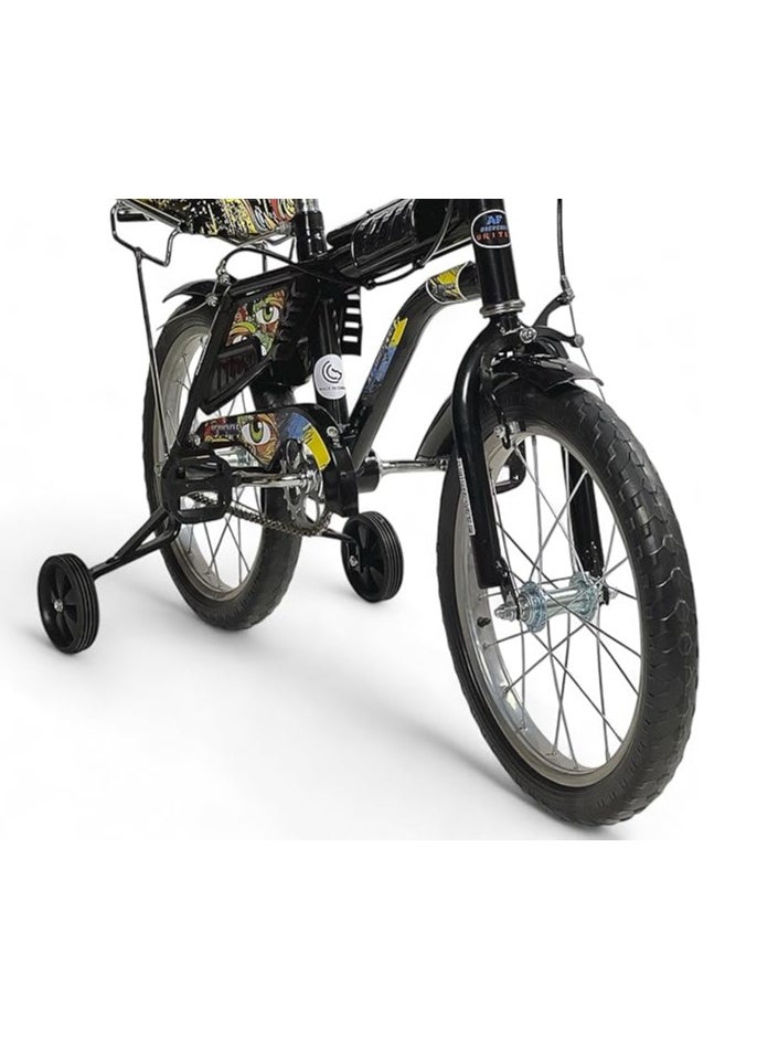 AL BADER Rambo Freestyle Kids Bike with Two Flashing Training Wheels and 2 Seats, 16-Inch Kids Bike with Double Handbrake For Boys Girls Age 7-11 Years, Children Bicycle with Adjustable Seat  - Image 5