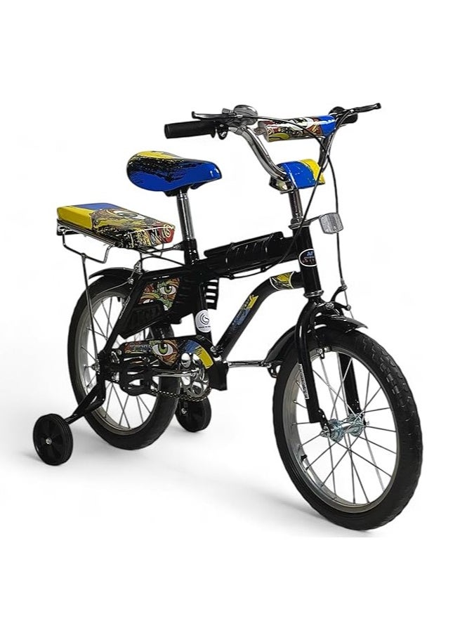 AL BADER Rambo Freestyle Kids Bike with Two Flashing Training Wheels and 2 Seats, 16-Inch Kids Bike with Double Handbrake For Boys Girls Age 7-11 Years, Children Bicycle with Adjustable Seat  - Image 2