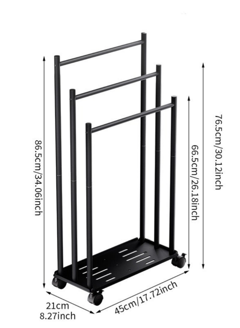 رحلة التنوعD رف مناشف حمام قائم بذاته مع عجلات،  حامل مناشف عريض بثلاثة أرفف، حامل تجفيف المناشف،  حامل مناشف معدني متين، حامل بطانيات،  حامل مناشف كبير جدًا، حامل تجفيف مقاوم للصدأ، حامل عرض مناشف الحمام للمناشف الكبيرة والبطانيات،  حامل تجفيف المناشف، إكسسوارات الحمام، حامل تنظيم الحمام للحمام وغرفة الغسيل، المسبح الخارجي، غرفة المعيشة ﻿ - Image 2