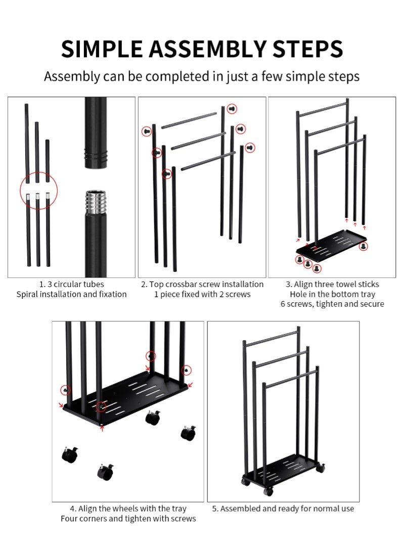 رحلة التنوعD رف مناشف حمام قائم بذاته مع عجلات،  حامل مناشف عريض بثلاثة أرفف، حامل تجفيف المناشف،  حامل مناشف معدني متين، حامل بطانيات،  حامل مناشف كبير جدًا، حامل تجفيف مقاوم للصدأ، حامل عرض مناشف الحمام للمناشف الكبيرة والبطانيات،  حامل تجفيف المناشف، إكسسوارات الحمام، حامل تنظيم الحمام للحمام وغرفة الغسيل، المسبح الخارجي، غرفة المعيشة ﻿ - Image 3
