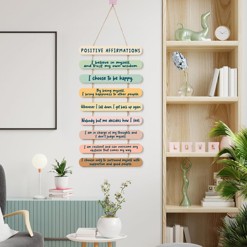 Lodeskee Positive Affirmations Wall Decor for Office Home Classroom Dorm, Inspirational Signs Self-motivation Gifts for Women Friends College Bestie, Mental Health Wooden Wall Art Plaques - Image 5