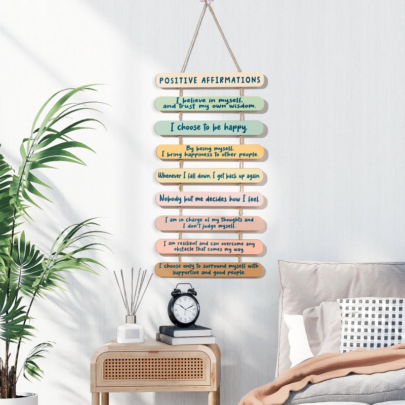 Lodeskee Positive Affirmations Wall Decor for Office Home Classroom Dorm, Inspirational Signs Self-motivation Gifts for Women Friends College Bestie, Mental Health Wooden Wall Art Plaques - Image 3