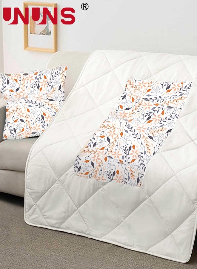 UNUNS 2 In 1 Blanket Pillow,Soft and Warm Travel Pillow and Blanket,Leaf Pattern ltralight Portable Travel Blanket Airplane With Soft Bag Pillowcase For Kids Gift Travel Airplane Train Bed Office Nap,120X150CN - Image 2