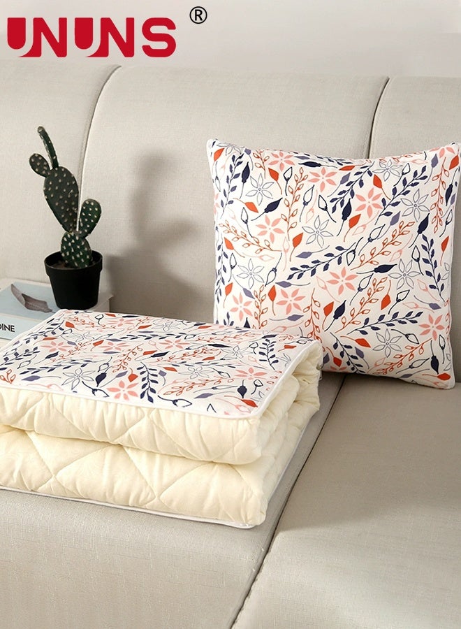 UNUNS 2 In 1 Blanket Pillow,Soft and Warm Travel Pillow and Blanket,Leaf Pattern ltralight Portable Travel Blanket Airplane With Soft Bag Pillowcase For Kids Gift Travel Airplane Train Bed Office Nap,120X150CN - Image 4